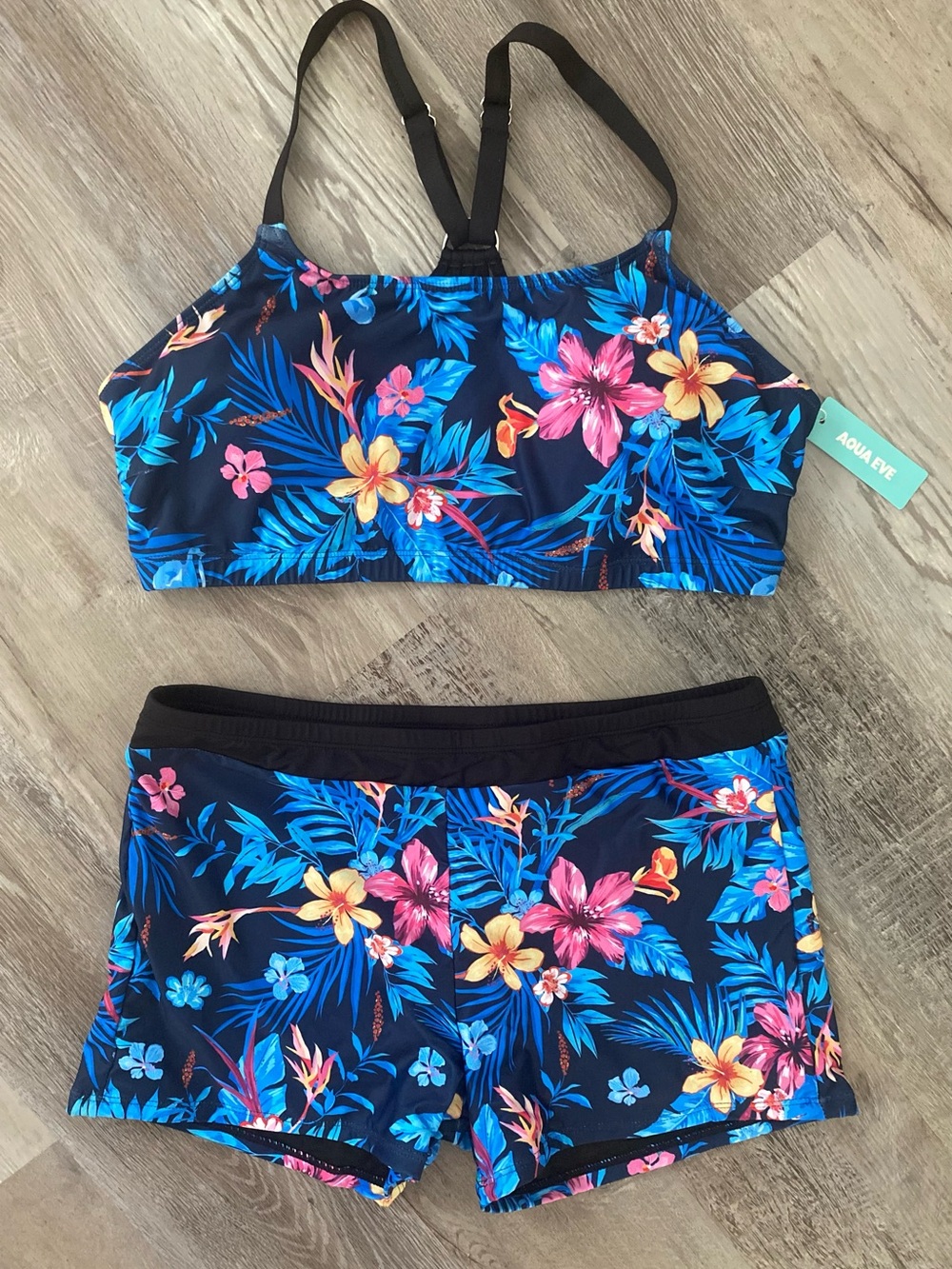 Aqua Eve Woman's 3 Piece Floral Tankini Swimsuit, Swim Boy Shorts, XL - Picture 3 of 15
